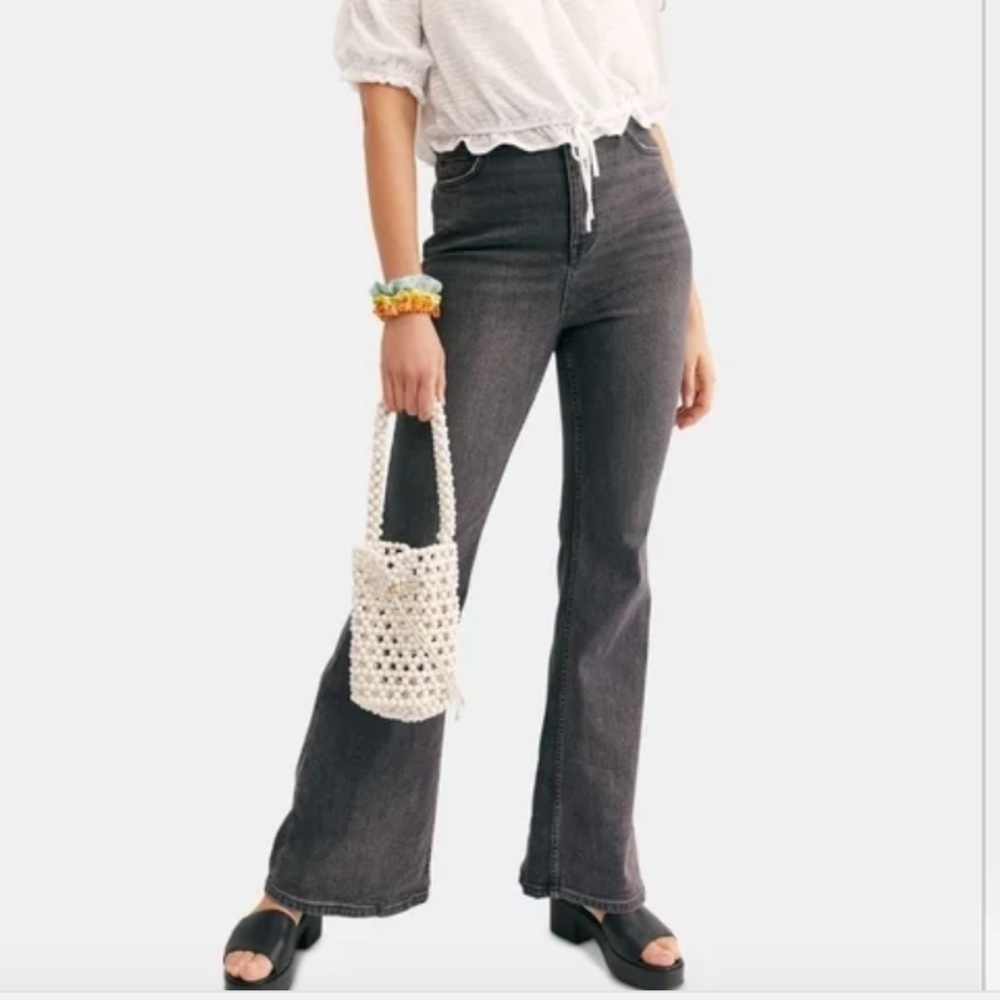 Free People Gray Flare Jeans